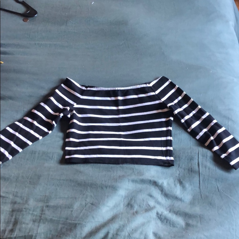 Off the shoulder striped crop top